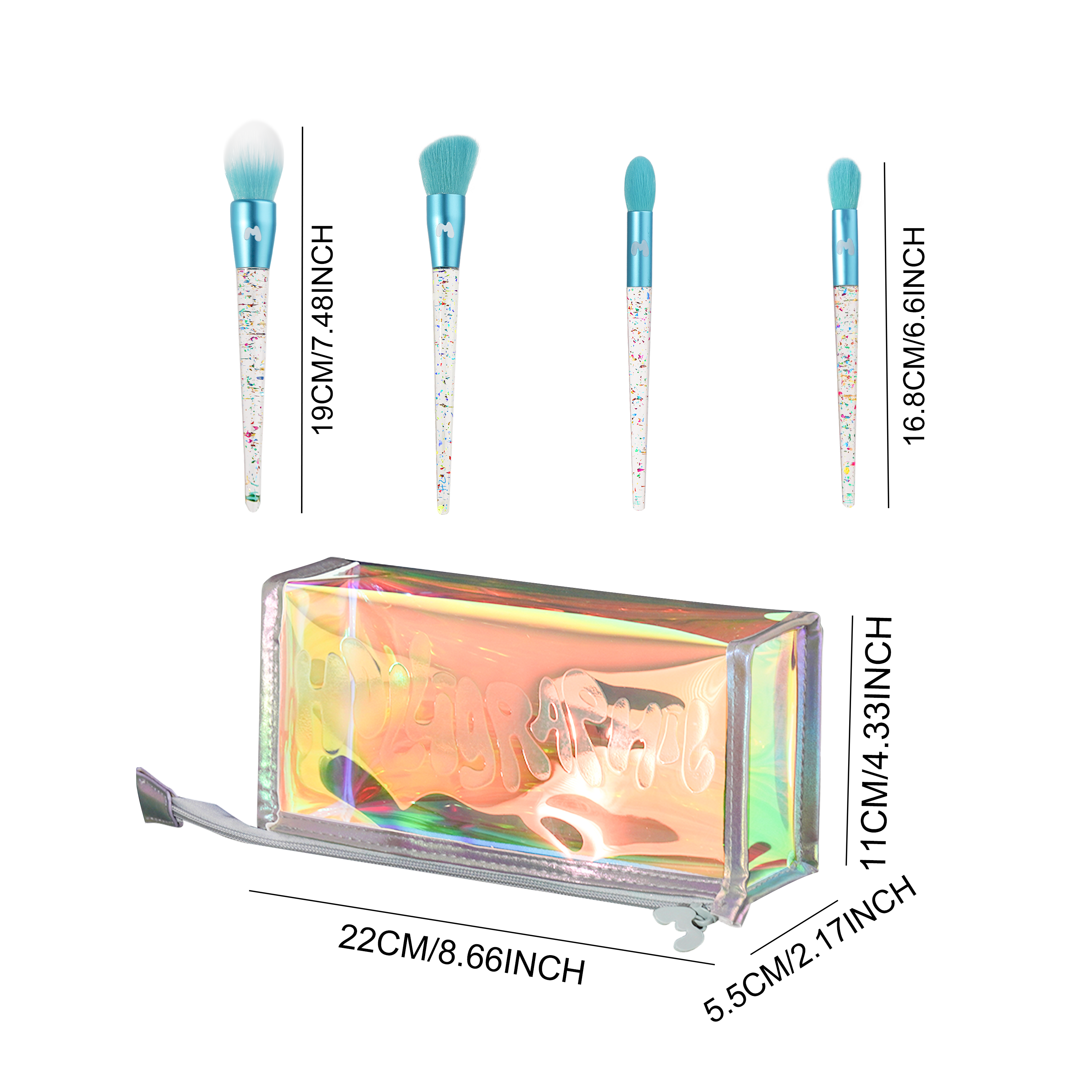 Holligraphic Prism 'N' Proper 4 Piece Face Brush Set & Bag