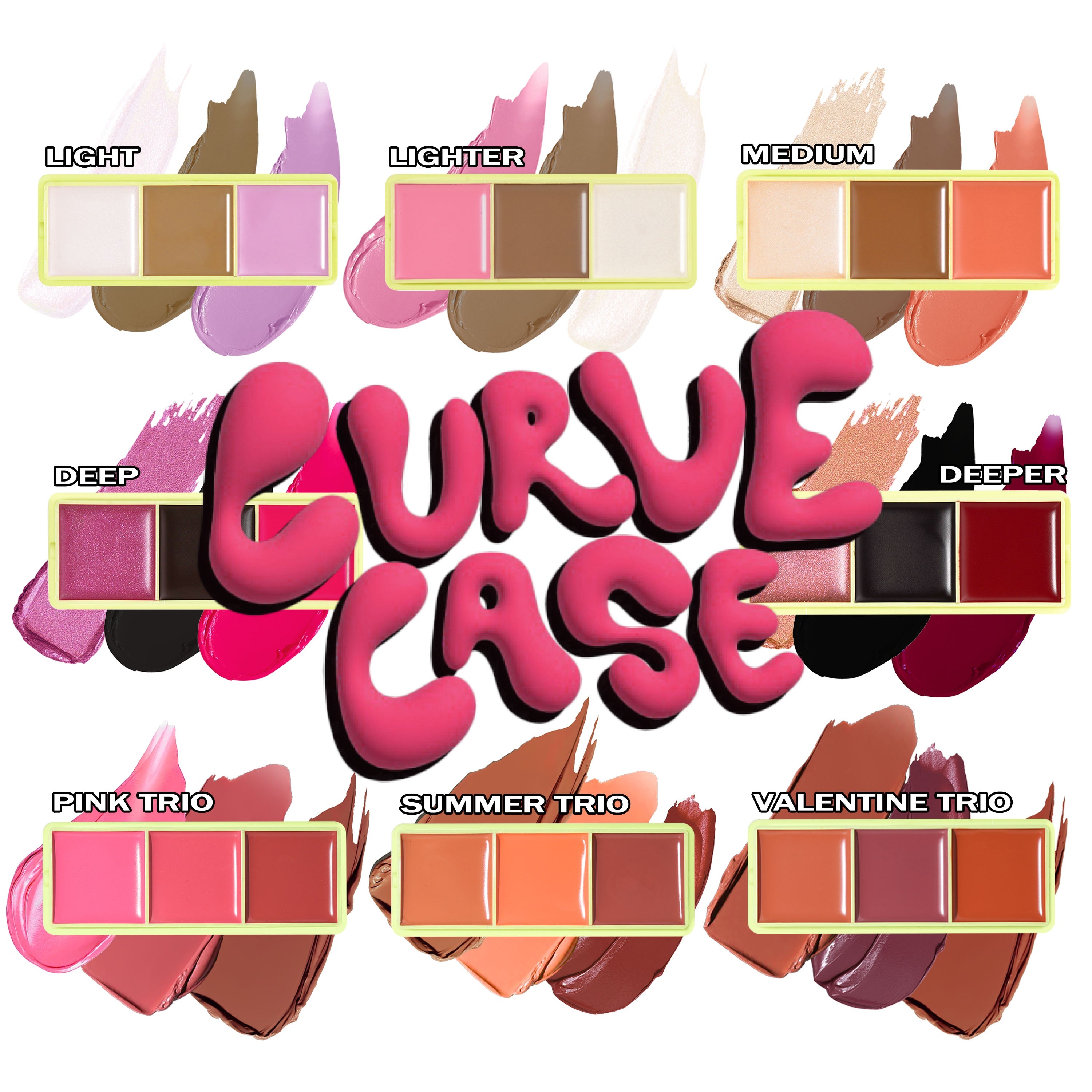 Mini Curve Case Cream Blusher, Bronzer & Highlighter Paletter Palette