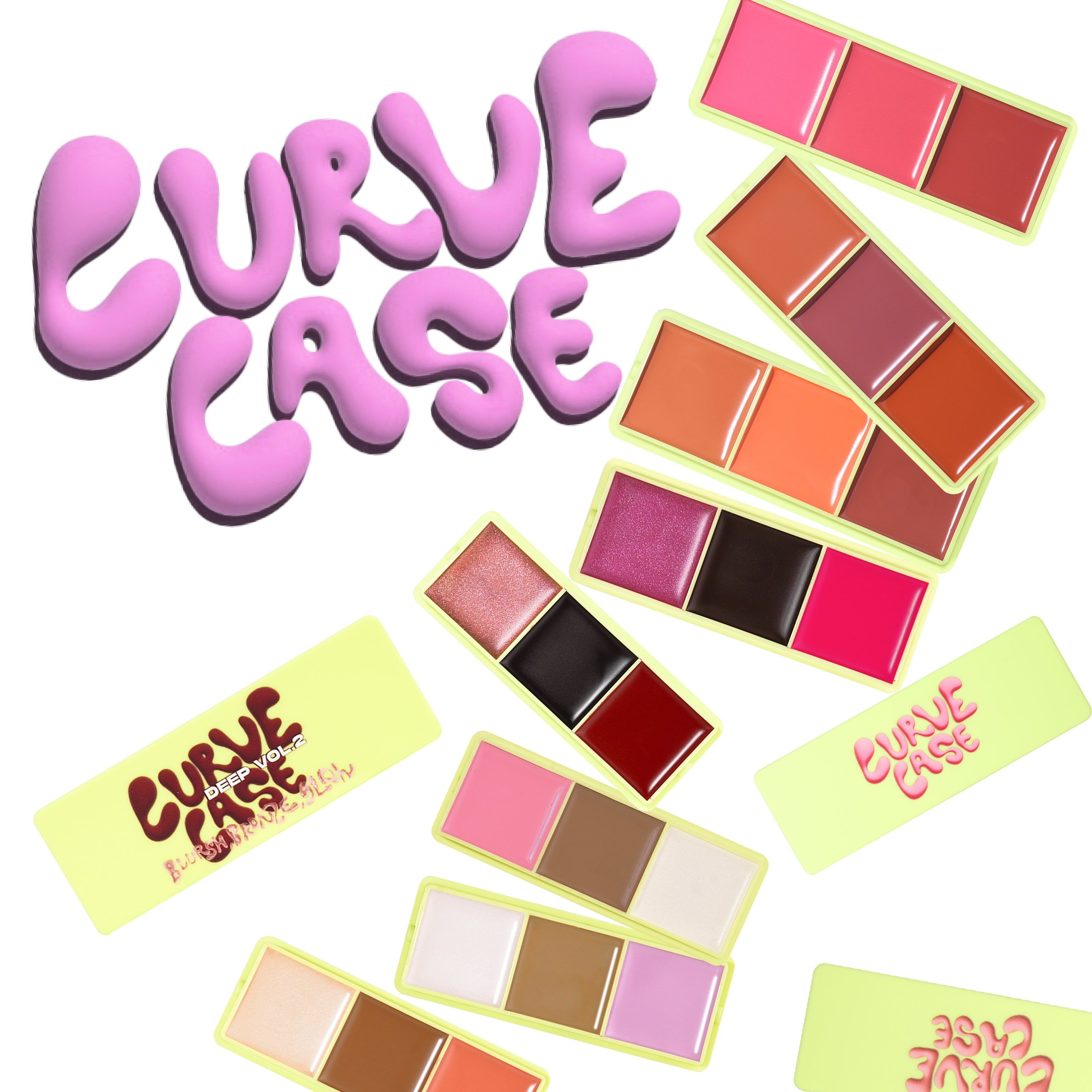 Mini Curve Case Cream Blusher, Bronzer & Highlighter Paletter Palette